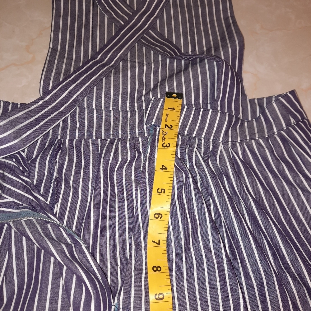 Striped Wide-Leg Overalls - Black & White - Picture 8 of 9
